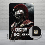 Custom Spartan Warrior Banner, Medieval Knight Print Poster, Personalized Wall Art, Game Room Decor, Man Cave Decoration