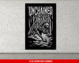 a black and white poster of a bear in the woods