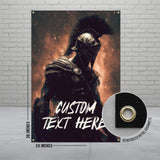 Epic Warrior Banner, Custom Text Wall Art, Medieval Hero Tapestry, Personalized Home Decor, Gamer's Room Decoration, 24x36 Inches