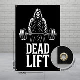 Deadlift Grim Reaper Gym Flag, Fitness Wall Banner, Workout Motivation Flag, Gym Accessory, Weightlifting Decor, Home Gym Decor