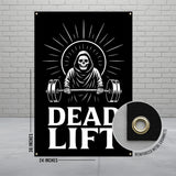 Deadlift Skeleton Banner, Workout Gym Decor, Weightlifting Wall Art, Fitness Motivation Poster, Bodybuilding Gift, Home Gym Banner