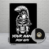 Skull Warrior Poster, Iron Gym Wall Art, Fitness Motivation Decor, Workout Room Decoration, Home Gym Banner, 24x36 Inches
