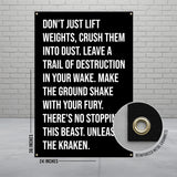 Gym Motivation Banner, Workout Wall Art, Fitness Inspiration Poster, Home Gym Decor, Weightlifting Quote Print, Exercise Room Sign