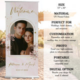 Custom Retractable Banner for Wedding – Personalized Photo Welcome Sign, Wedding Entrance Display, Reception Decor, and Backdrop