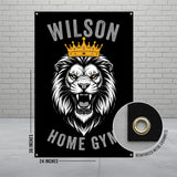 Personalized Lion Gym Poster Workout Room Decor Custom Name Home Gym Sign Fitness Motivation Wall Art Gift for Gym Lovers
