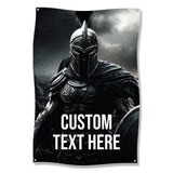 Spartan Warrior Poster, Medieval Knight Wall Art Print, Dark Fantasy Home Decor, Epic Battle Theme Room Decoration, Customizable Text