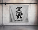 Built Different | Custom Gym Tapestry | Home Gym Flag Decor | Large Quote Wall Art | Motivational Inspirational | Banner | Gorilla
