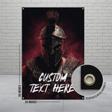 Spartan Warrior Wall Art, Custom Text Poster, Gladiator Canvas Print, Medieval Decor, Personalized Battle Banner, Unique Gift Idea