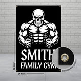 Skull Muscle Gym Banner, Family Gym Decor, Custom Gym Flag, Fitness Motivation, Home Gym Sign, Workout Room Wall Art