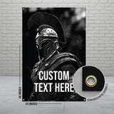 Spartan Warrior Banner, 36x24 Inches Custom Banner, Reinforced Metal Grommets, Personalized Event Banner, Indoor Outdoor Decor