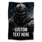 Spartan Warrior Poster, Wall Art Print, Dark Knight Helmet Decor, Medieval Knight Wall Hanging, Custom Text Art, Personalized Gift