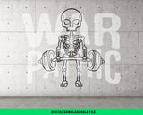 Deadlift Skeleton PNG SVG Motivational Gym Design for Fitness T-Shirts Sublimation Artwork Digital Download