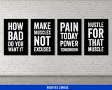 Motivational Quotes Canvas Set - Home Gym Decor - Office Wall Art - Hustling Entrepreneur Inspiration - Fitness Hustle Weightlifting