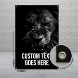 Roaring Lion Banner, Black and White Lion Wall Art, Ferocious Lion Print, Lion Face Poster, Animal Decor, Lion Artwork 24x36