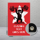Monkey Lifting Weights Banner, Customizable Workout Poster, Gym Motivation Wall Art, Fitness Decor for Home Gym, 24x36 Inches
