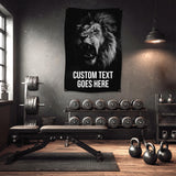 The image is a promotional graphic for a fabric product, specifically a 9 oz polyester fabric. It features a close-up view of the fabric, highlighting its properties such as dye sublimation, scratch resistance, wrinkles being free, and being washable.