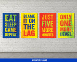 Video Game Canvas Set - Gamer Decor - Gaming Large Quote Wall Art - Boys Room Arcade - Man Cave - Bright Colors