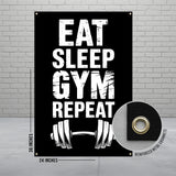 Eat Sleep Gym Repeat Banner, Workout Motivation Poster, Fitness Wall Art, Gym Decor, Inspirational Gym Sign, Exercise Room Banner