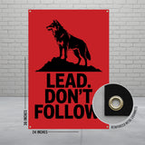 Lead Don't Follow Banner, Motivational Inspirational Poster, Wolf Art Wall Decor, Office Workplace Decor, Bold Typography Decor