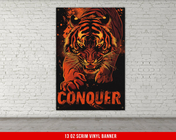 a picture of a tiger on a brick wall