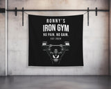 a gym banner hanging on a wall