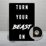 Turn Your Beast On Banner, Motivational Wall Art, Inspirational Gym Decor, Fitness Poster, Workout Room Decoration