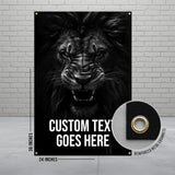 Lion Banner, Fierce Lion Wall Art, Black and White Lion Print, Lion Poster, Lion Tapestry, Wildlife Decor, Animal Art, Large Lion Canvas