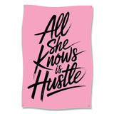 All She Knows is Hustle Pink Wall Art Gym Decor Inspirational Quote Poster Fitness Motivation Print Workout Room Decor