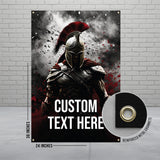 Spartan Warrior Poster, Custom Text Wall Art, Personalized Spartan Canvas, Epic Warrior Decor, Large Wall Hanging, 24x36 Inches