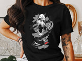 Skull and snake graphic tee, edgy gothic t-shirt, trendy streetwear clothing, unique skull art design, alternative fashion top
