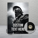 Custom Spartan Warrior Banner, Personalized Spartan Decor, Spartan Helmet Wall Art, Gladiator Poster, Medieval Knight Print, Large Wall