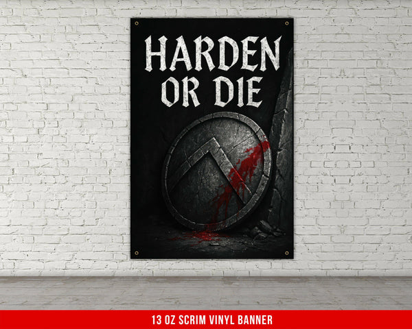 Harden Or Die Banner, Home Gym Decor, Motivational Quote, Fitness, Garage Gym, Weightlifting, Custom Gym Banners