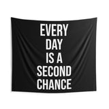 Every Day Is A Second Chance Tapestry, Motivational Wall Art, Fitness Decor, Inspirational Quote, Custom Gym Banner for Home