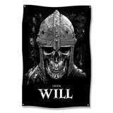 Medieval Skull Warrior Poster, Gothic Wall Art, Dark Themed Home Decor, Iron Will Print, Unique Gift For Him, Edgy Room Decoration