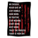 Inspirational Wall Art, Motivational Poster, No Excuses Never Give Up, Stay Humble, Hard Work, Be Positive, Trust the Process, Wall Decor