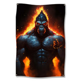 Fiery Gorilla Gym Poster, Motivational Workout Wall Art, Muscular Beast Art Print, Fitness Room Decor, Bodybuilding Inspiration