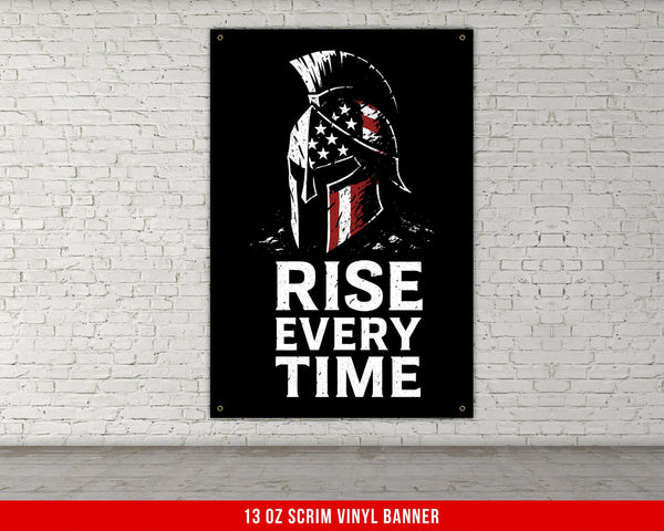 Gym Motivation Banner, Rise Every Time, Home Gym Decor, Weightlifting, Garage Gym Flag, Spartan Helmet, Fitness Banner, Custom Gym Banners