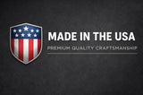 a shield with an American flag design and the text "MADE IN THE USA" and "PREMIUM QUALITY CRAFTSMANSHIP" below it.