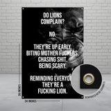 Motivational Lion Quote Poster, Wall Art for Home or Office, Inspirational Lion Banner, Large 24x36 Inches, Bold Typography Decor