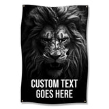 Lion Wall Art, Custom Text Poster, Unique Animal Artwork, Black and White Lion Print, Home Decor, Office Decor, Gift for Him