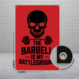 Barbell Battleground Banner, Gym Motivation Wall Art, Fitness Poster, Skull Lifting Decor, Workout Room Decoration, Fitness Gift