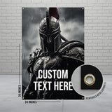 Custom Spartan Warrior Banner, Personalized Warrior Art, Ancient Greek Decor, Gladiator Poster, Customizable Wall Hanging