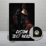 Spartan Warrior Poster, Customizable Wall Art, Epic Helmet Print, Home Decor, Battle Scene Banner, Man Cave Decoration, 24x36 Inch
