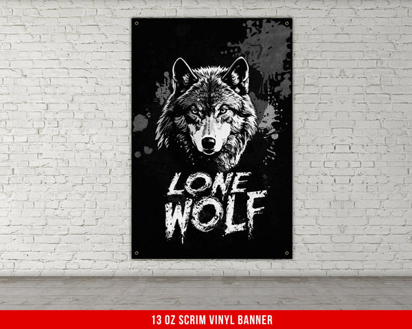 a picture of a wolf on a brick wall