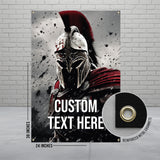 Ancient Warrior Helmet Wall Art, Poster with Custom Text, Greek Sparton Warrior Decor, Personalized Battle Scene Art