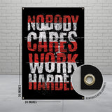 Inspirational Wall Art Poster, Nobody Cares Work Harder Motivational Quote, Gym Office Decor, Workout Fitness Banner, 24x36 Inches