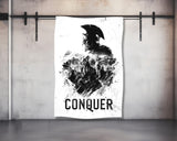 a comparison of banner sizes to scale, with a silhouette of a man standing next to the corresponding banner sizes.