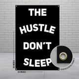 Motivational Wall Art, Positive Quote Banner, Hustle Dont Sleep Poster, Black and White Decor, Inspirational Room Sign
