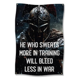 He Who Sweats More In Training Will Bleed Less In War Poster, Gym Wall Art, Motivational Fitness Decor, Workout Room Inspiration