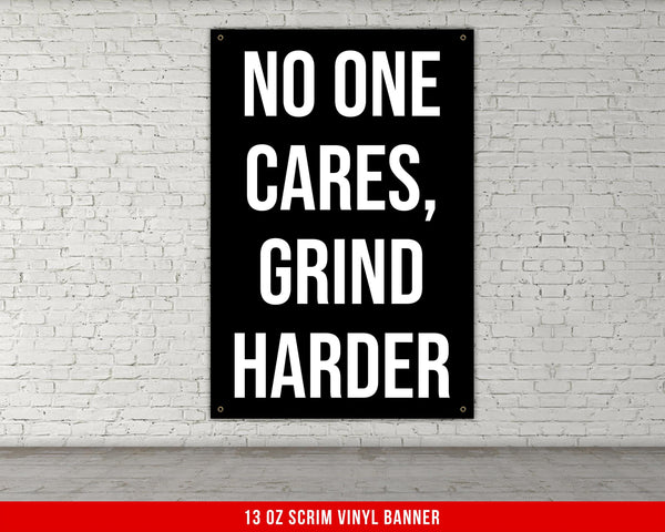 Home Gym Decor Motivational Quote Banner No One Cares Grind Harder Gym Inspirational Quote Gym Poster Home Gym Wall Hanging